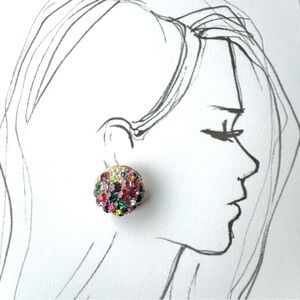 Vintage 80's Blanca Signed Earrings Multi Jewel Rhinestone Crystals Gold Clip-On